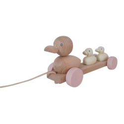 Houten Trekfiguurtjes - Mama Eend met Kleintjes
