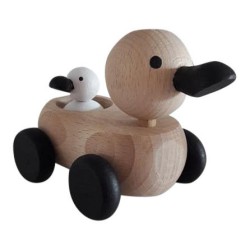Houten Trekfiguurtjes - Mama Eend & Baby Eendje